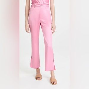 NWT $525 Nanushka Vaeda Navy Glossy Satin 5 Pocket Cropped Flare Pants